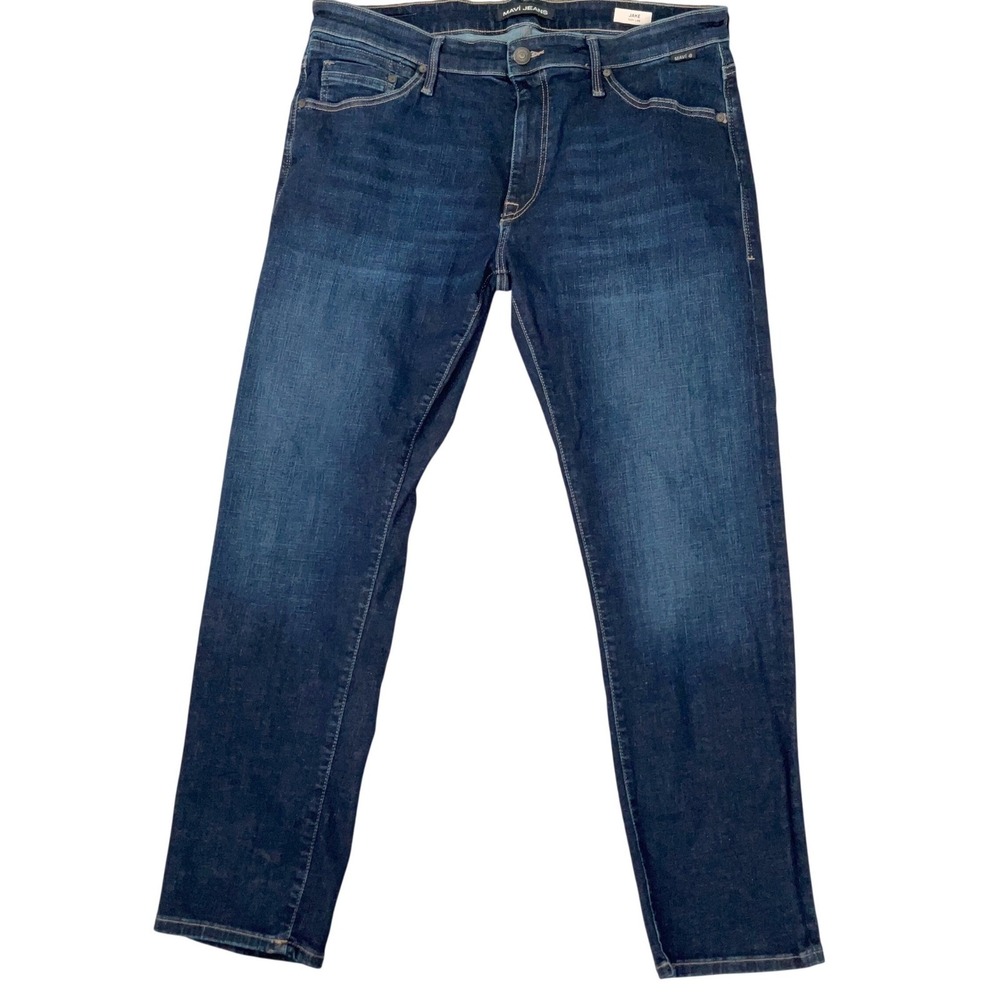 Mavi Jake Jeans Mens 36 Dark Indigo Slim Leg Stretch Tapered Stretch Casual